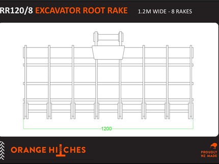 EXCAVATOR ROOT RAKES